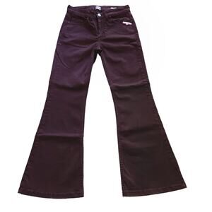DAVID NAMAN Elle cropped flare stretch maroon Italian mid rise jeans 40 / 4 NEW